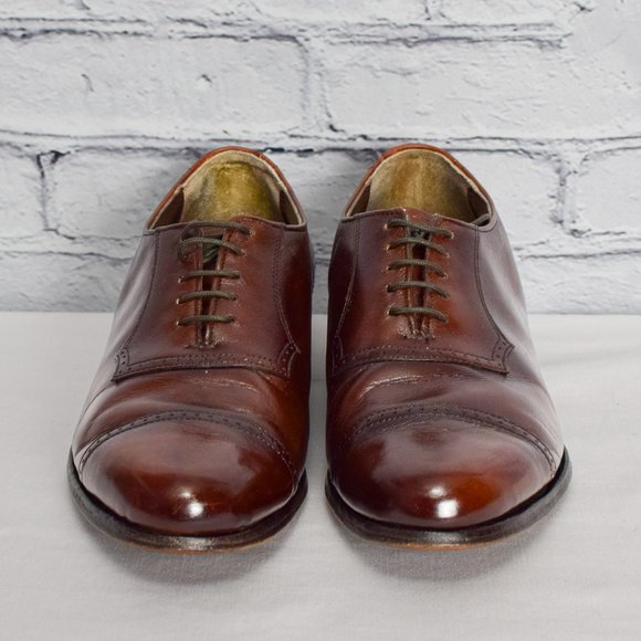 Vintage Men's Allan Temple Imperials Brown Leather Cap Toe Oxford Dress Shoes - Picture 2 of 8